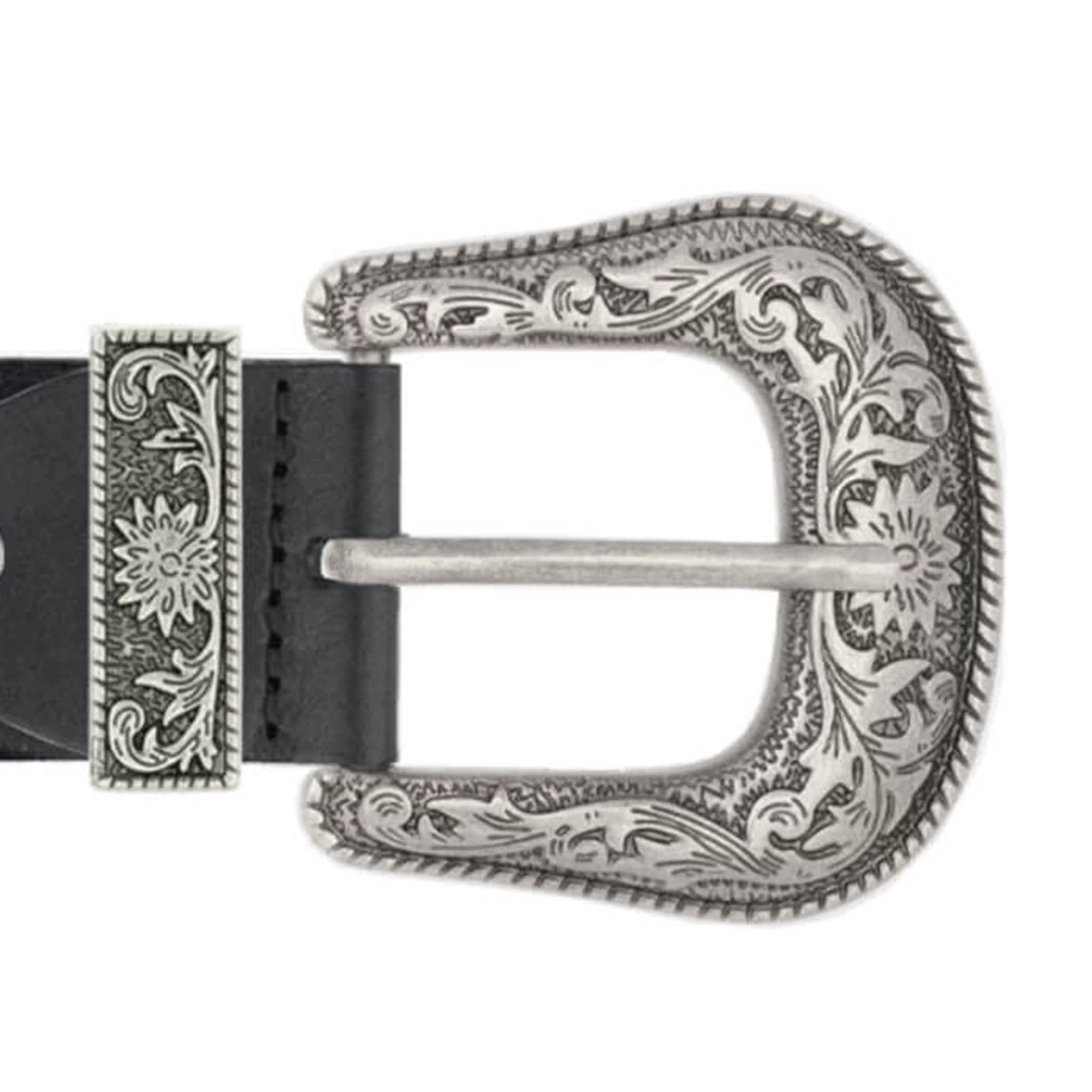 Wide Western Belt – Genuine Leather With Silver Buckle 3 Wide Western Belt – Genuine Leather With Silver Buckle