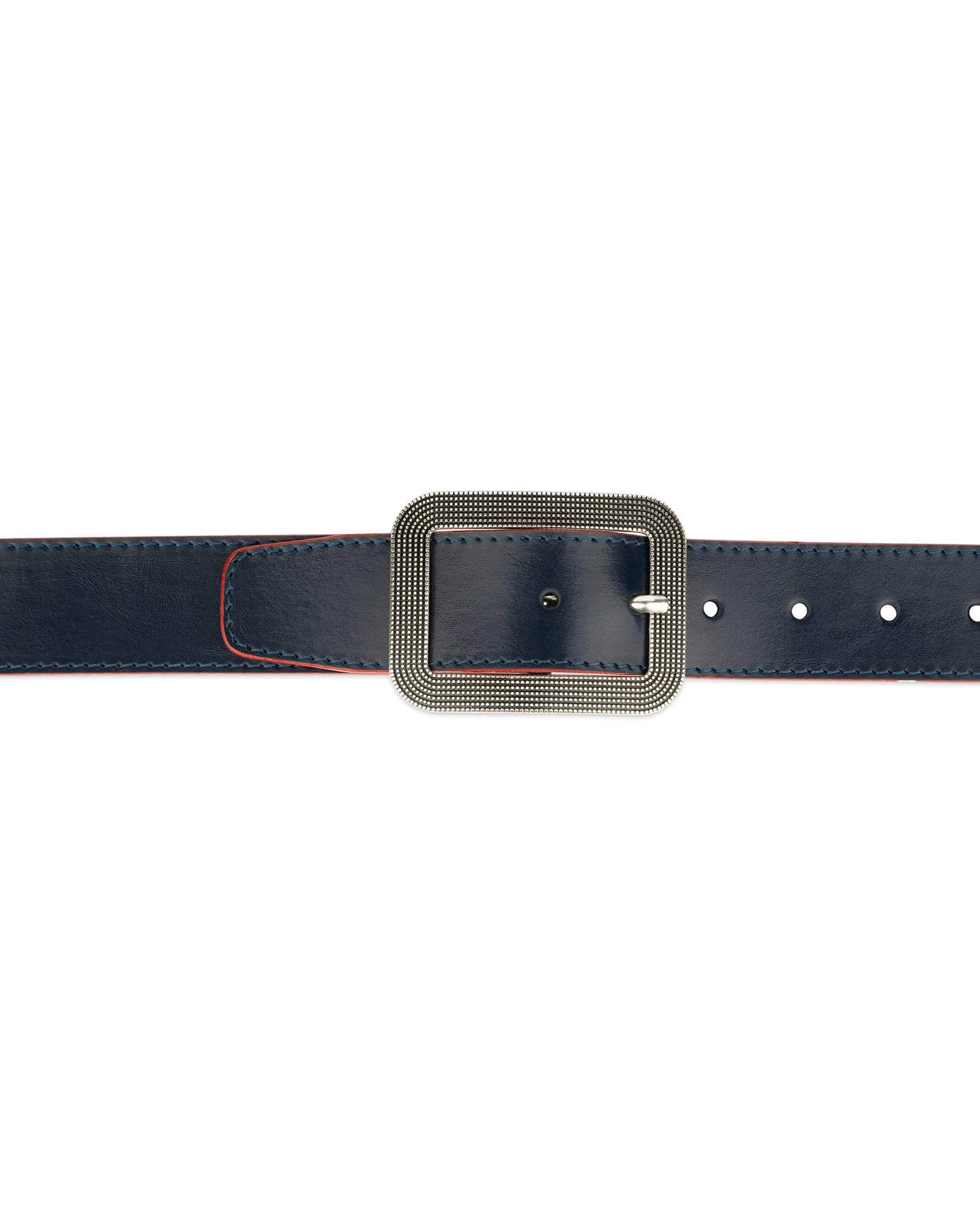 Wide Womens Blue Belt With Rounded Corner Buckle 4 Wide Womens Blue Belt With Rounded Corner Buckle - Image 2