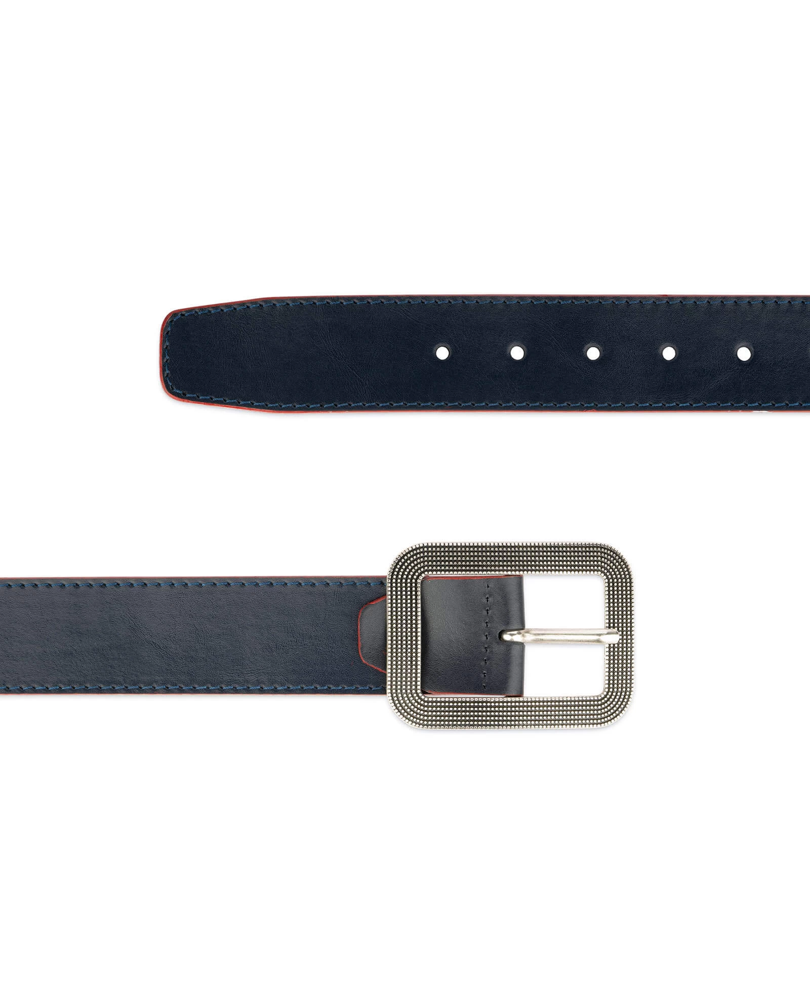 Wide Womens Blue Belt With Rounded Corner Buckle 3 Wide Womens Blue Belt With Rounded Corner Buckle