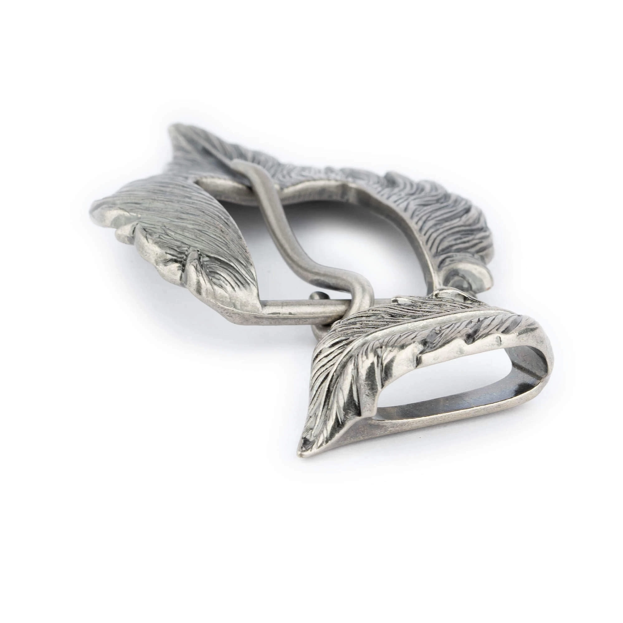 Feather Belt Buckle 2 Piece Set | Silver Solid Metal 6 Feather Belt Buckle 2 Piece Set | Silver Solid Metal - Image 4