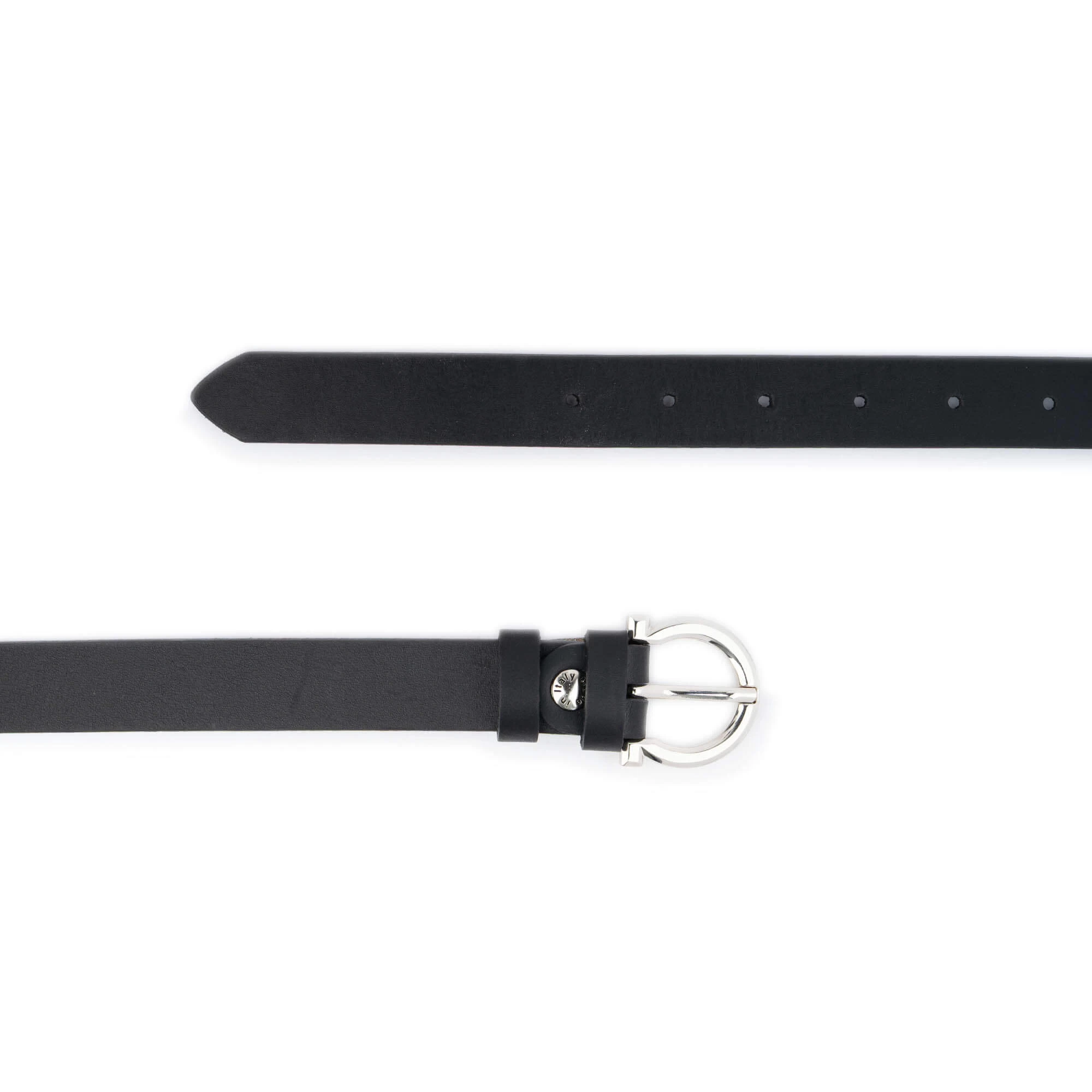 Women’s Black Leather Belt With Horseshoe Buckle 3 Women’s Black Leather Belt With Horseshoe Buckle
