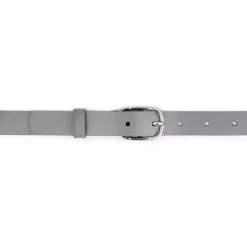Women’s Grey Belt With Oval Buckle Real Leather 1 1/8 Inch -Belt Shop women s grey belt with oval buckle real leather 1 1 8 inch 4