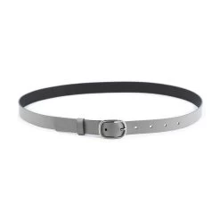 Women’s Grey Belt With Oval Buckle Real Leather 1 1/8 Inch -Belt Shop women s grey belt with oval buckle real leather 1 1 8 inch 9