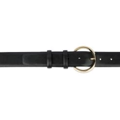 Womens Black Belt With Gold Buckle | 35 Mm Circle
