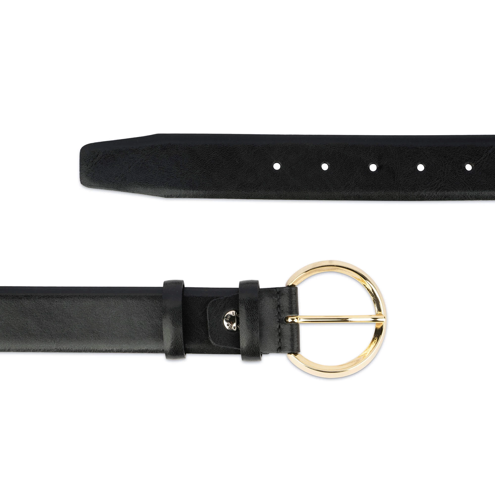 Womens Black Belt With Gold Buckle | 35 Mm Circle 4 Womens Black Belt With Gold Buckle | 35 Mm Circle - Image 2