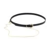 Womens Black Leather Belt With Gold Snake Chain