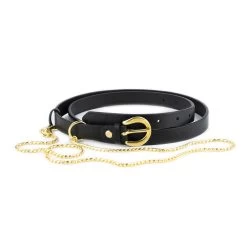 Womens Black Leather Belt With Gold Snake Chain -Belt Shop womens black leather belt with gold snake chain 6