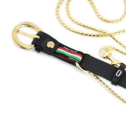 Womens Black Leather Belt With Gold Snake Chain -Belt Shop womens black leather belt with gold snake chain 9