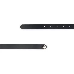 Womens Black Thin Belt With Gold Buckle