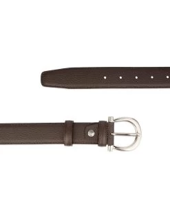 Womens Brown Leather Belt With Italian Buckle