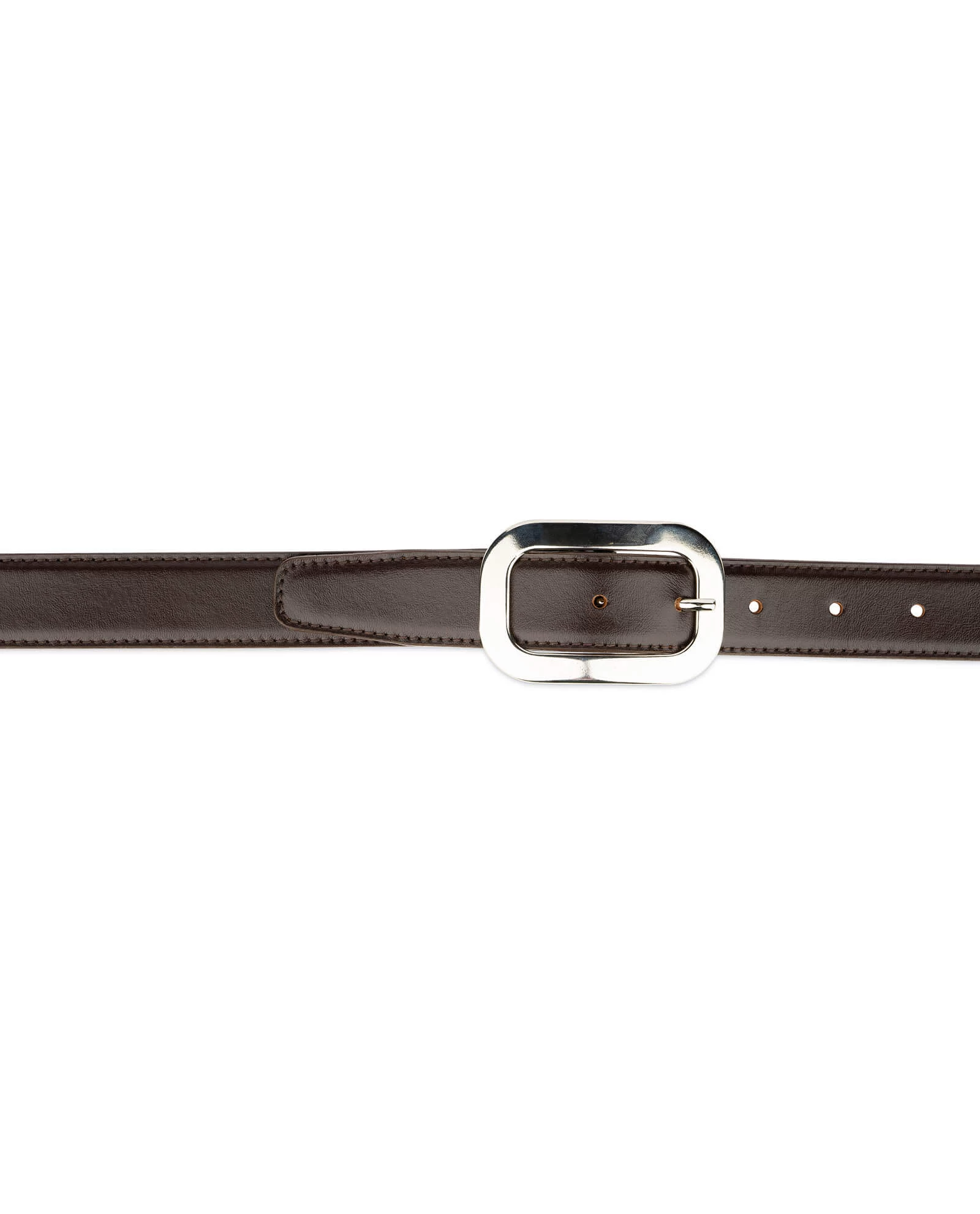 Womens Brown Leather Belt With Silver Buckle 4 Womens Brown Leather Belt With Silver Buckle - Image 2