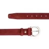 Womens Burgundy Suede Belt With Italian Buckle -Belt Shop womens burgundy suede belt with italian buckle 2