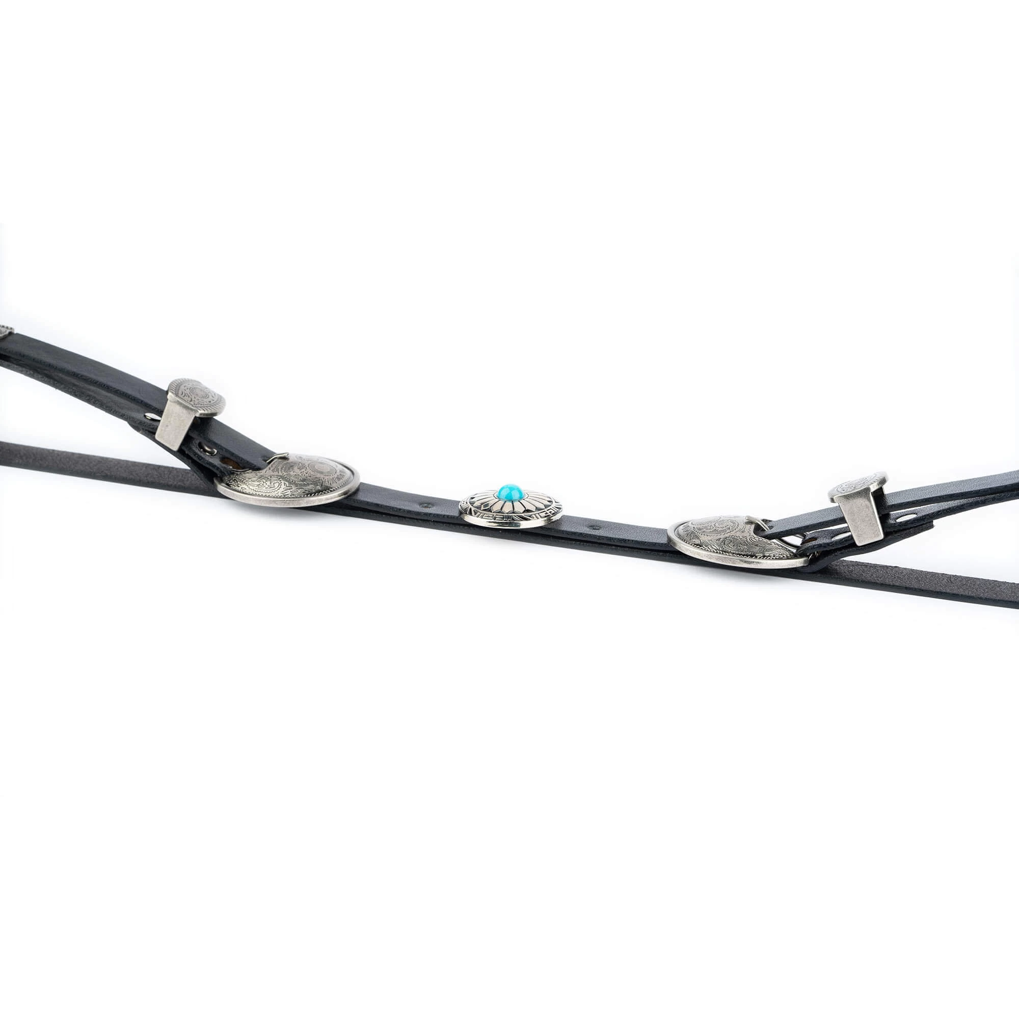 Women’s Concho Belt Double Buckle | Black Real Leather 5 Women’s Concho Belt Double Buckle | Black Real Leather - Image 3