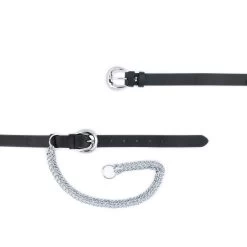 Womens Double Buckle Belt With Silver Chain