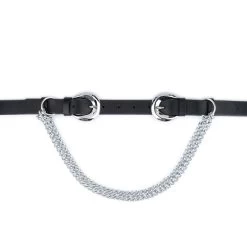 Womens Double Buckle Belt With Silver Chain -Belt Shop womens double buckle belt with silver chain 5