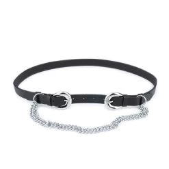 Womens Double Buckle Belt With Silver Chain -Belt Shop womens double buckle belt with silver chain 7