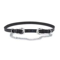 Womens Double Buckle Belt With Silver Chain -Belt Shop womens double buckle belt with silver chain 8