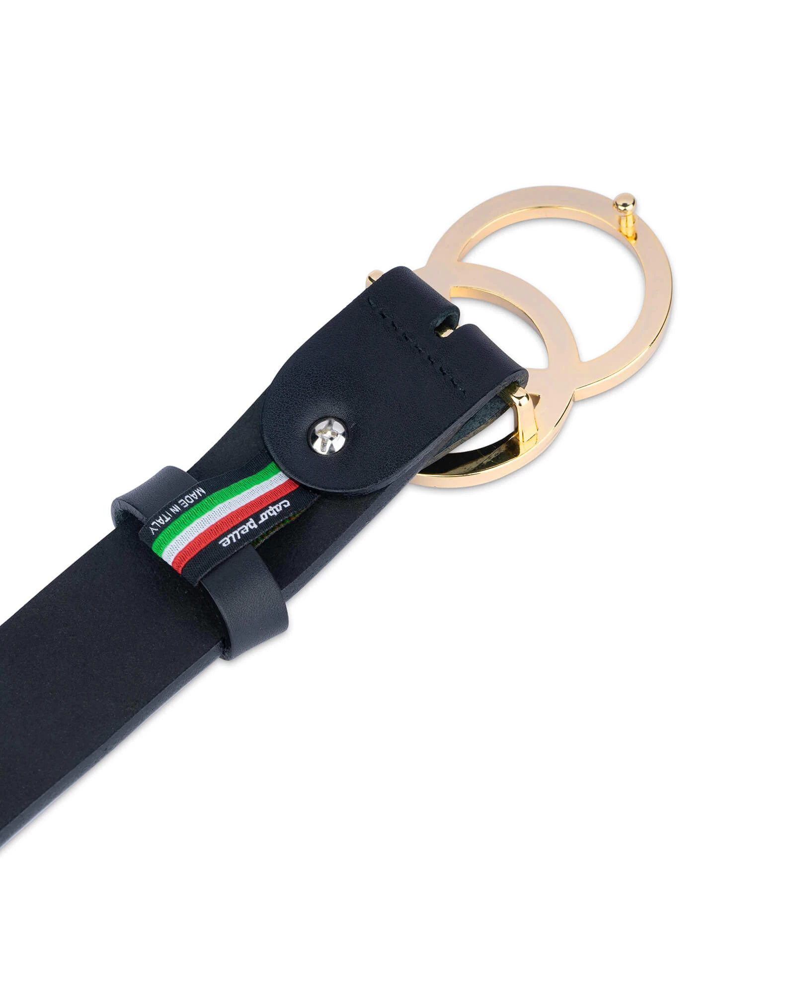 Womens Double Circle Belt Gold Buckle | Full Grain Leather 5 Womens Double Circle Belt Gold Buckle | Full Grain Leather - Image 3