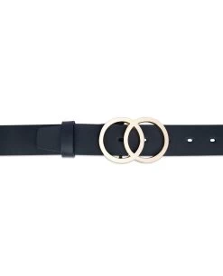 Womens Double Circle Belt Gold Buckle | Full Grain Leather