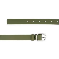 Womens Khaki Green Belt With Buckle – Genuine Leather
