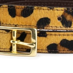 Womens Leopard Belt With Brass Buckle