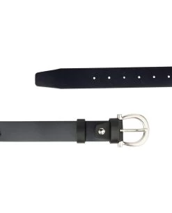 Womens Navy Blue Belt With Horse Shoe Buckle