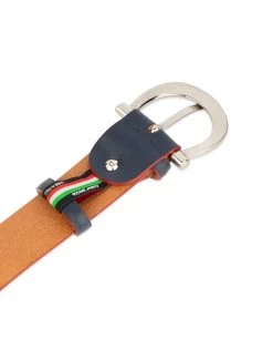 Womens Navy Blue Leather Belt With Red Edges -Belt Shop womens navy blue leather belt with red edges 4