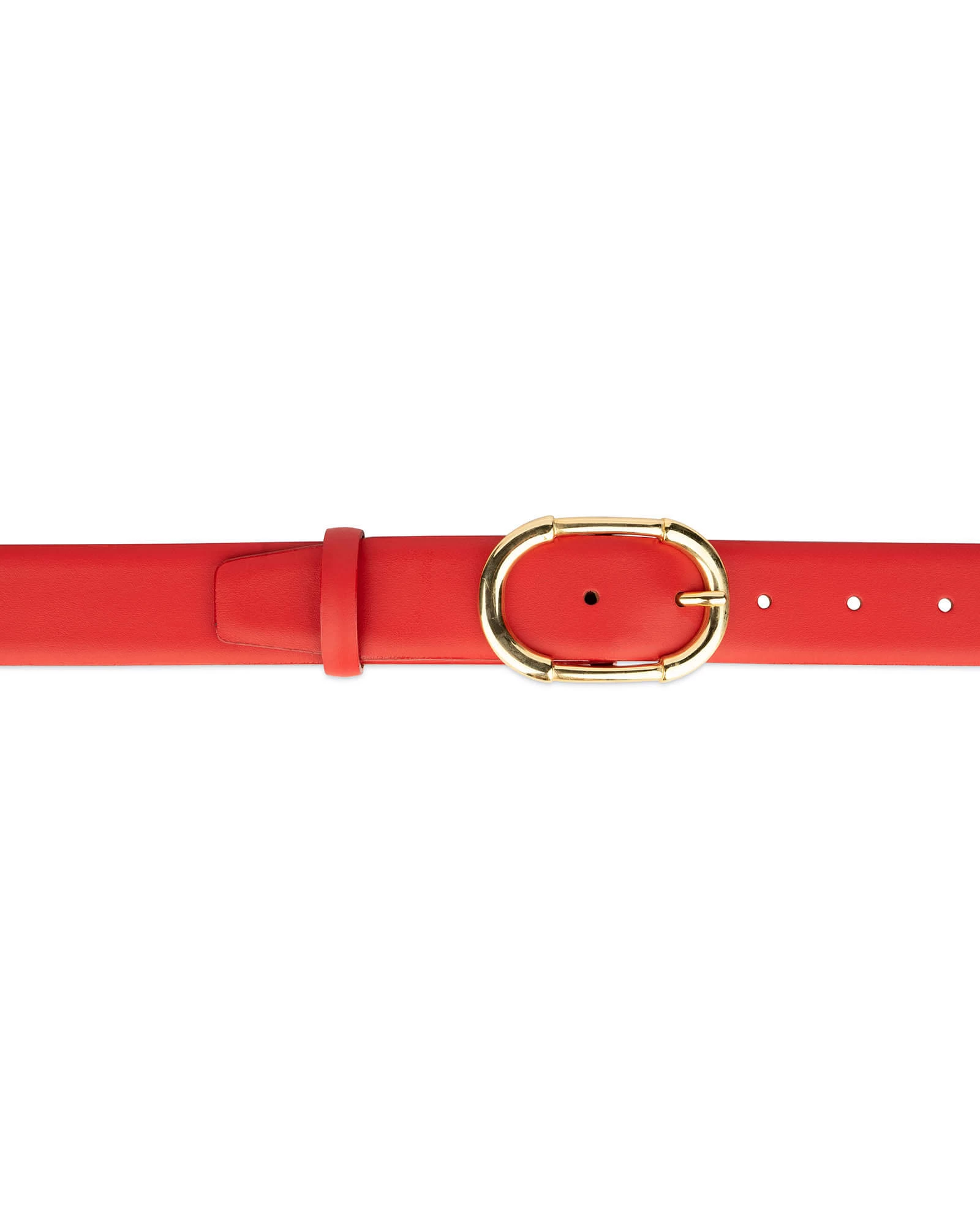 Womens Red Leather Belt With Gold Buckle 4 Womens Red Leather Belt With Gold Buckle - Image 2
