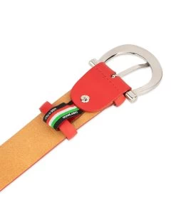 Womens Red Leather Belt With Italian Buckle -Belt Shop womens red leather belt with italian buckle 1 1