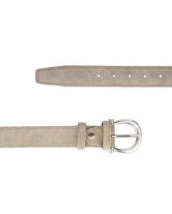 Womens Taupe Belt With Italian Buckle