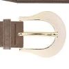 Womens Taupe Brown Suede Jeans Belt With Gold Buckle
