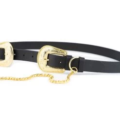 Womens Western Double Buckle Belt With Gold Chain -Belt Shop womens western double buckle belt with gold chain 11