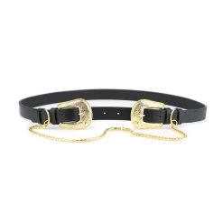 Womens Western Double Buckle Belt With Gold Chain -Belt Shop womens western double buckle belt with gold chain 12