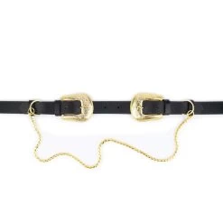 Womens Western Double Buckle Belt With Gold Chain -Belt Shop womens western double buckle belt with gold chain 5