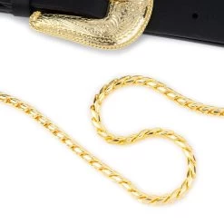 Womens Western Double Buckle Belt With Gold Chain -Belt Shop womens western double buckle belt with gold chain 8