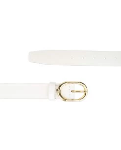Womens White Belt With Gold Buckle