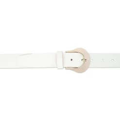 Womens White Western Belt With Gold Buckle