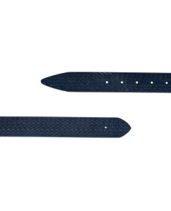 Woven Blue Suede Leather Belt Strap No Buckle