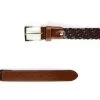 Woven Leather Golf Belt – Brown Navy Blue -Belt Shop woven leather golf belt brown navy blue 351030 2