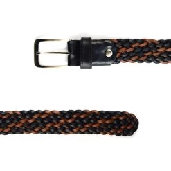Woven Male Belt – Black Brown Leather
