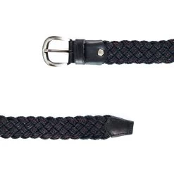 Woven Mens Belt For Shorts – Burgundy Navy Blue