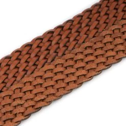 Mens Leather Woven Belt β Cognac Color