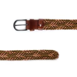Woven Mens Belt No Holes – Brown With Khaki