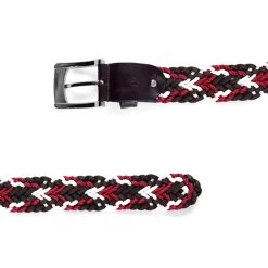 Woven Mens Summer Belt – Colorful White Red Brown