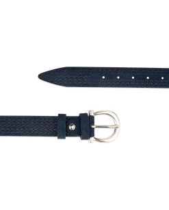 Woven Womens Blue Suede Belt